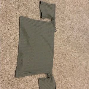 An off the shoulders green crop top